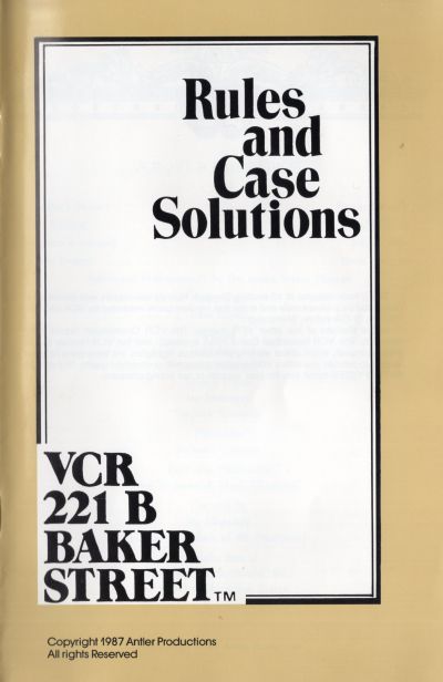 221B Baker Street VCR Rules Page 1