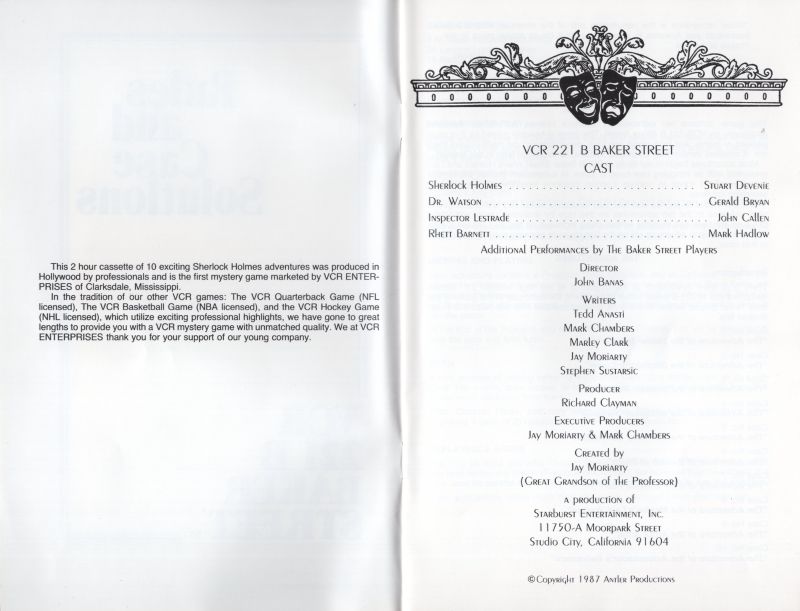 221B Baker Street VCR Rules Page 2