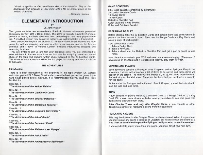 221B Baker Street VCR Rules Page 3