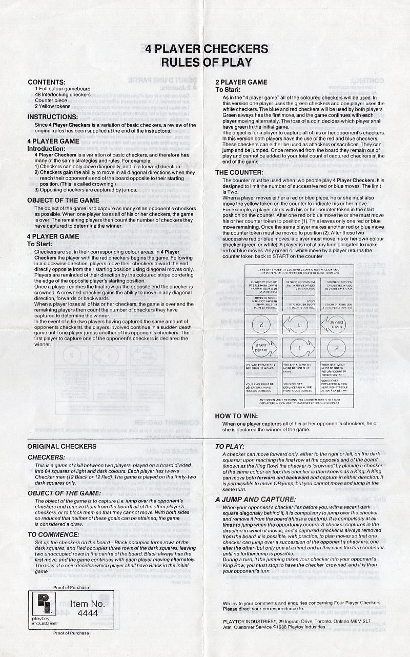 4 Player Checkers Rules Page 1