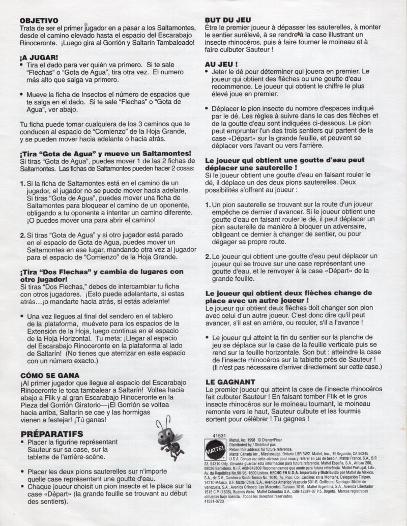 A Bug's Life - Topple Hopper 3-D Game Rules Page 4