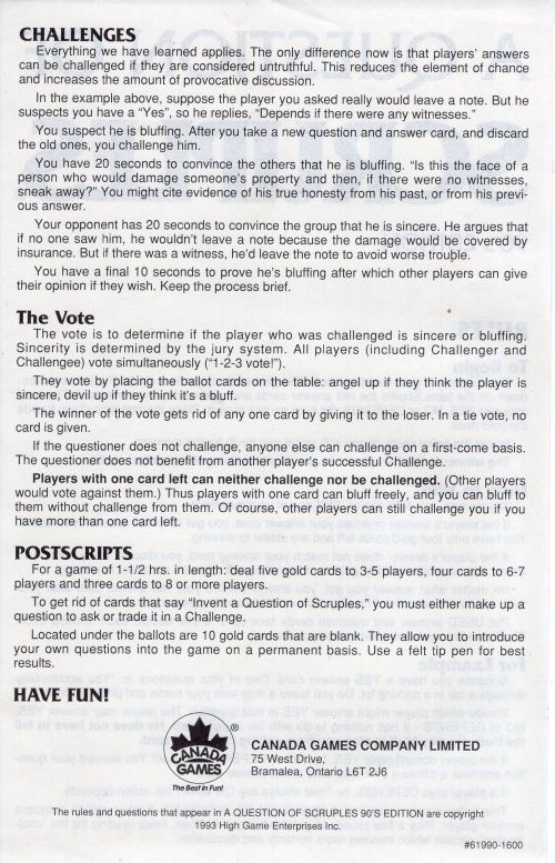 A Question of Scruples 90's Ed. Rules Page 2