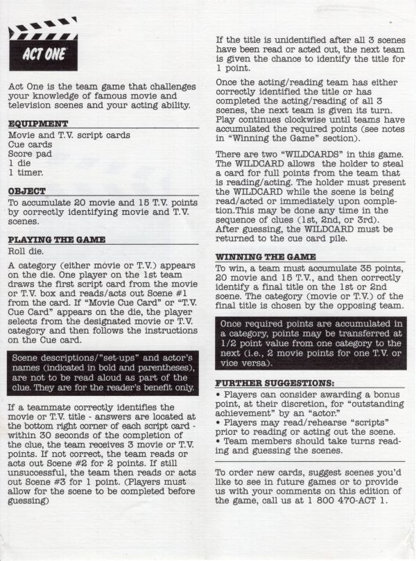 Act One Rules Page 2