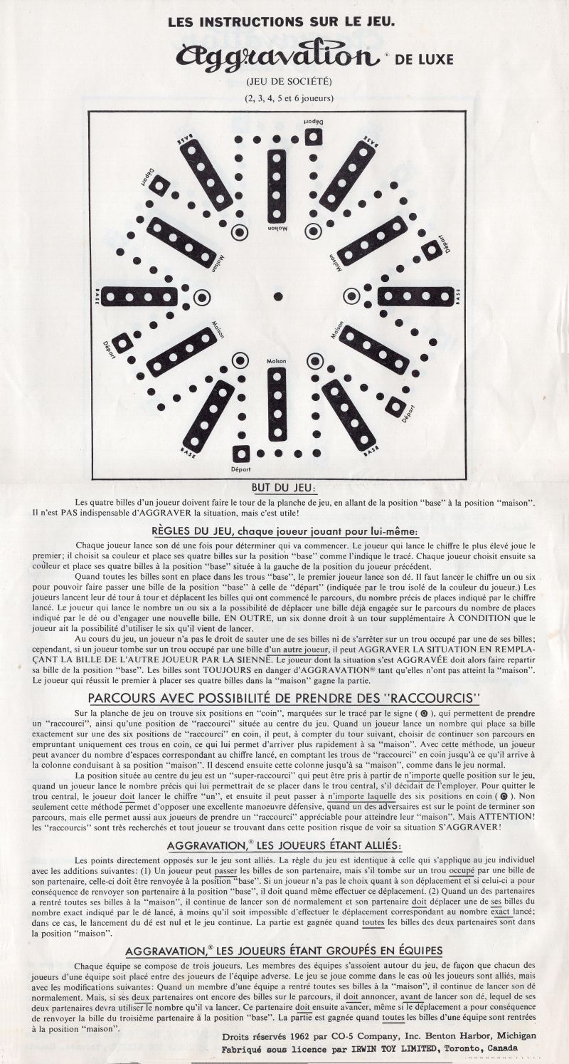 Aggravation Deluxe Rules Page 1