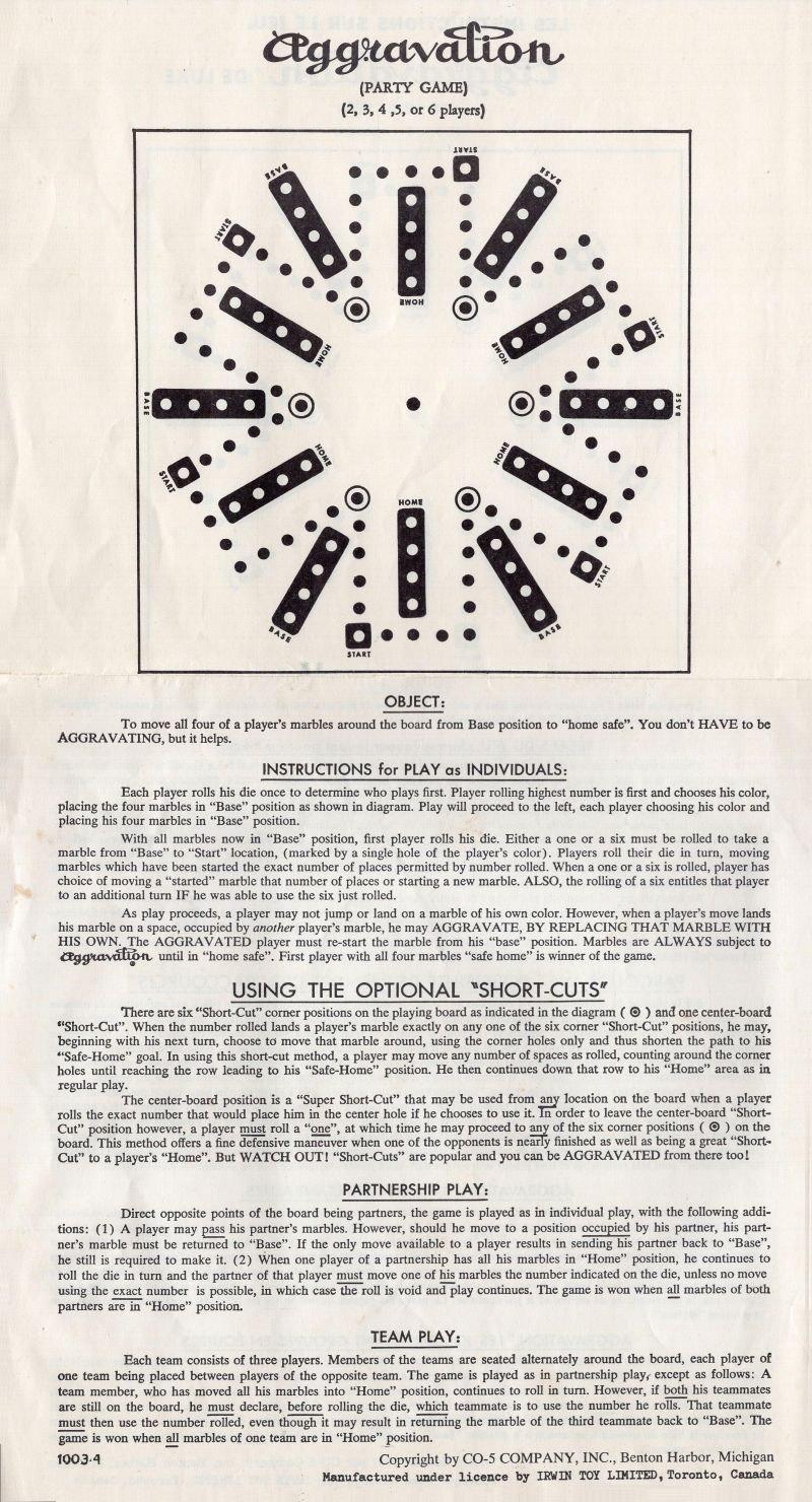 Aggravation Deluxe Rules Page 1