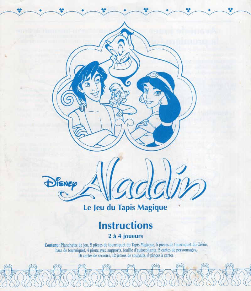 Aladdin Le Jeu du Tapis Magique Rules Page 1