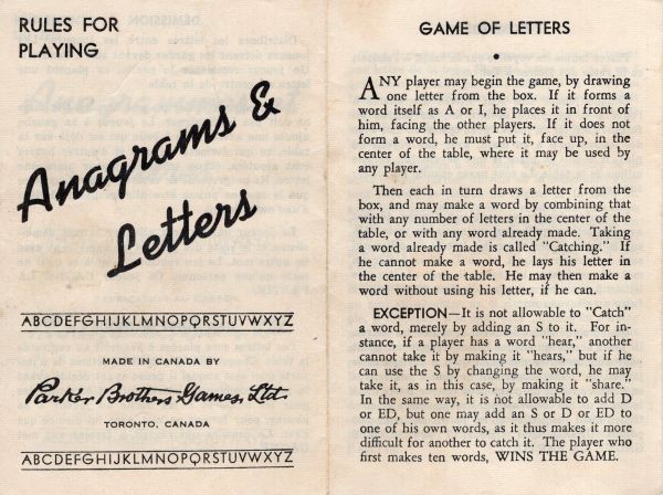 Anagrams & Letters Rules Page 1