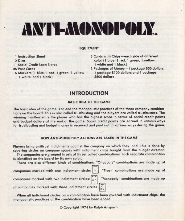 Anti-Monopoly Rules Page 1