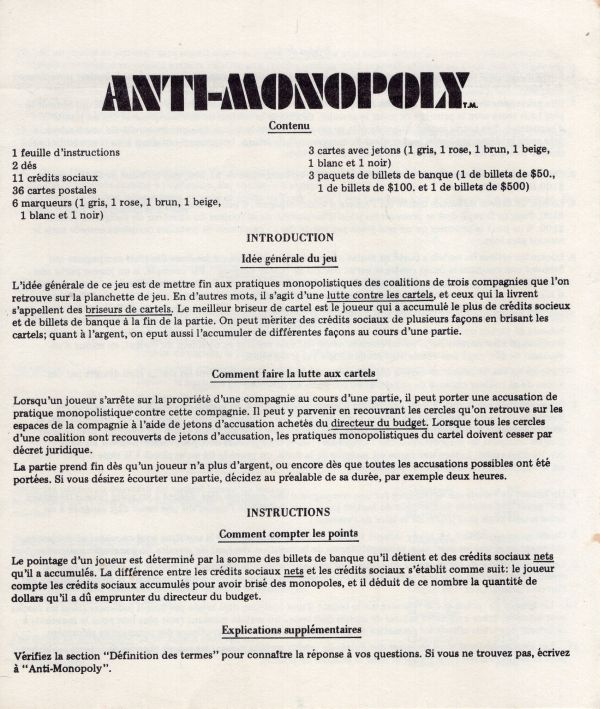 Anti-Monopoly Rules Page 1