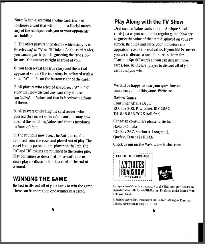 Antiques Roadshow Rules Page 3