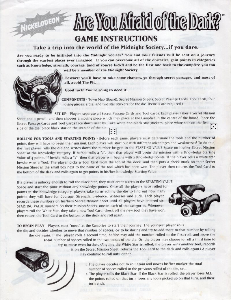 Are You Affraid of the Dark (Nickelodeon) Rules Page 1