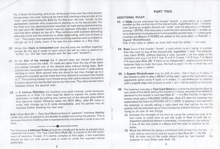 Armchair Cricket Rules Page 5