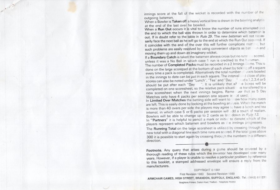 Armchair Cricket Rules Page 9