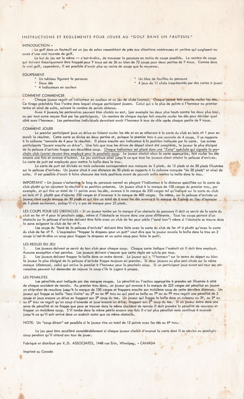 Golf dans un fauteuil Rules Page 1