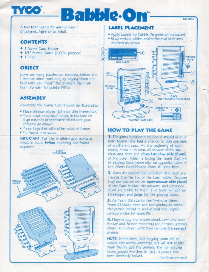 Babble On Rules Page 1