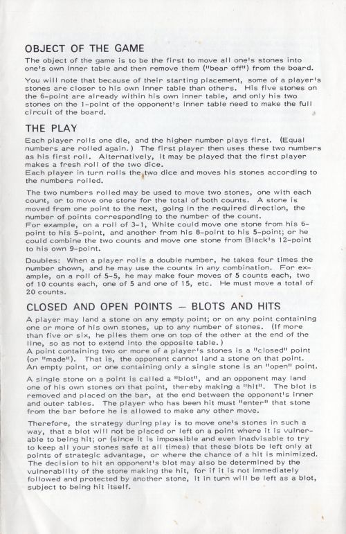 Backgammon Rules Page 2