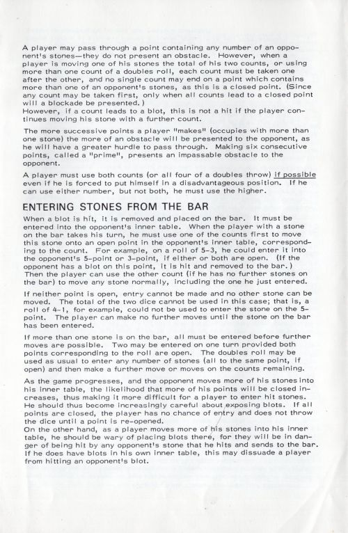 Backgammon Rules Page 3