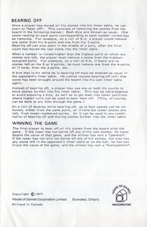 Backgammon Rules Page 4