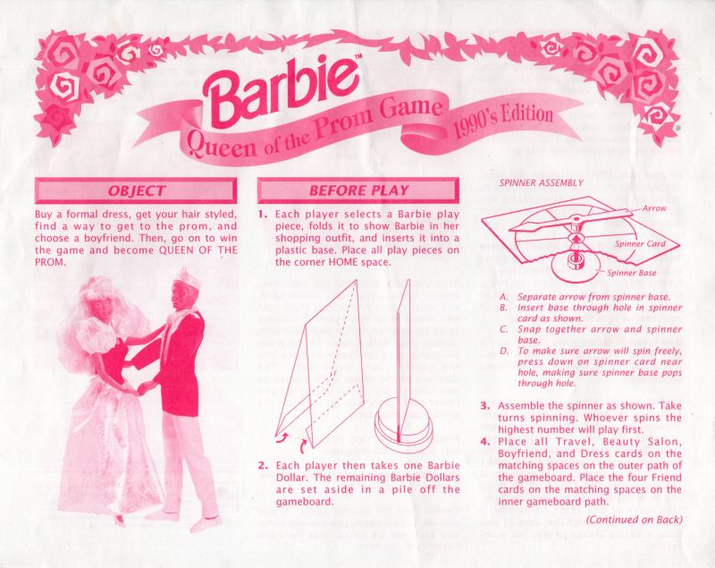 Barbie Queen of the Prom 1990's Ed. Rules Page 1