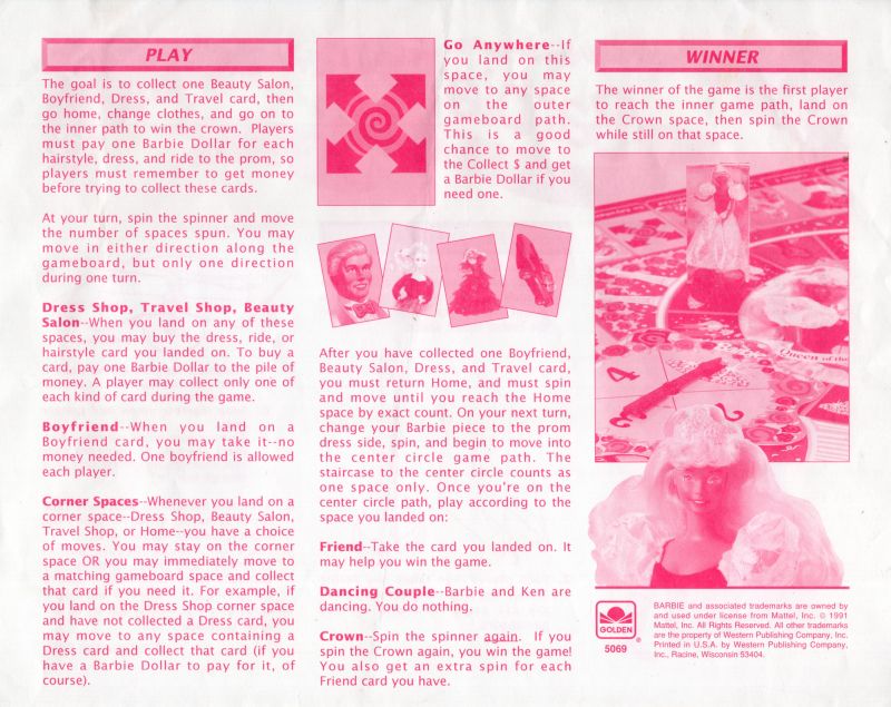 Barbie Queen of the Prom 1990's Ed. Rules Page 2