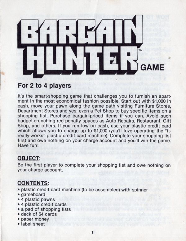 Bargain Hunter Rules Page 1