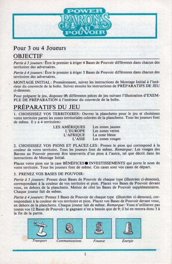 Barons au pouvoir Rules Page 1