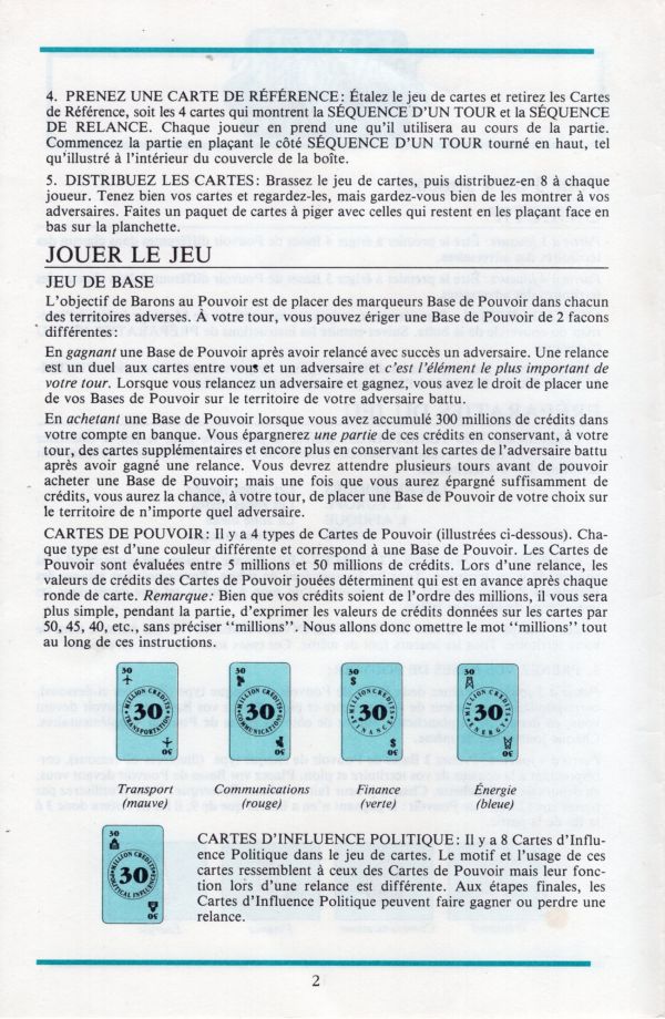Barons au pouvoir Rules Page 2