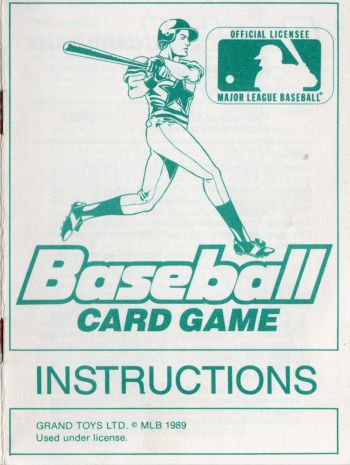 Baseball Card Game Rules Page 1