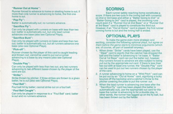 Baseball Card Game Rules Page 4