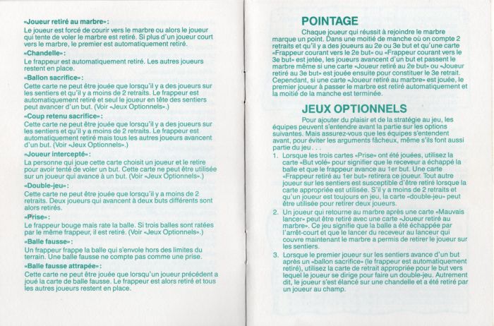 Baseball Jeu de cartes Rules Page 4