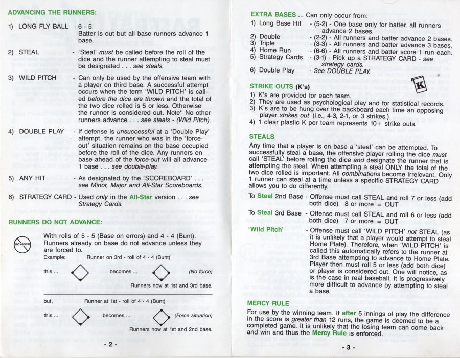 Baseball Mania Rules Page 3
