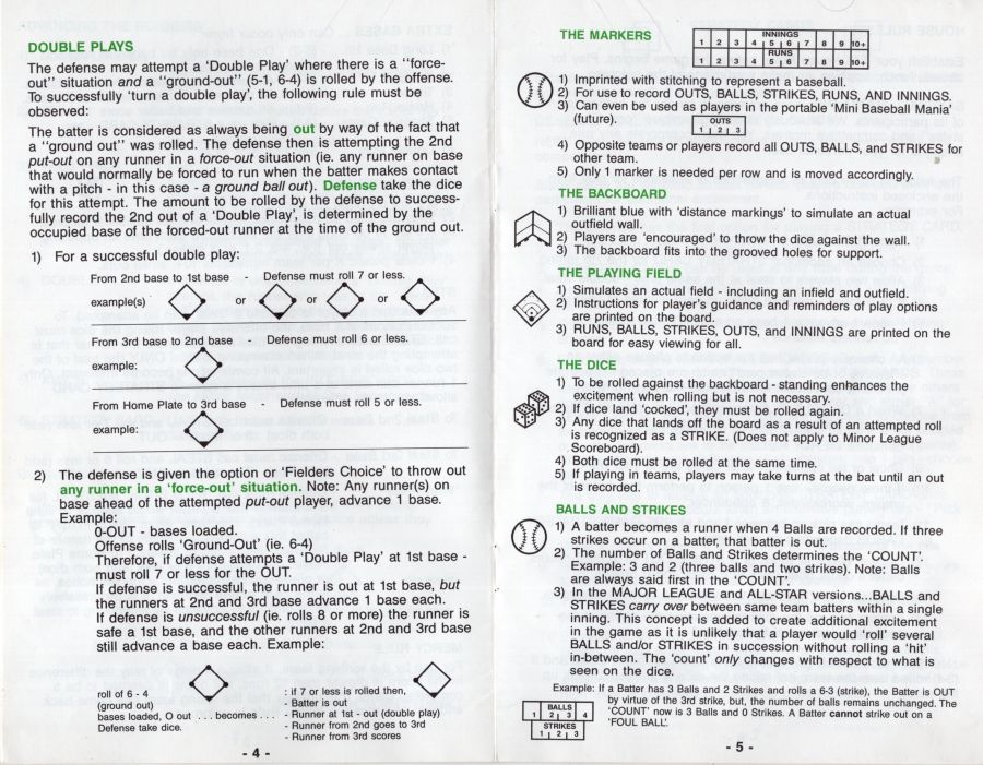 Baseball Mania Rules Page 4