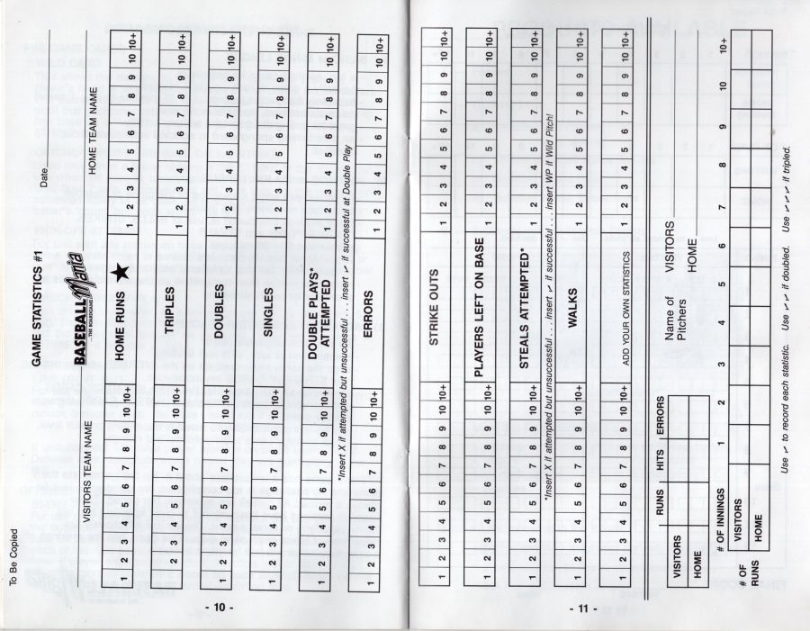 Baseball Mania Rules Page 7