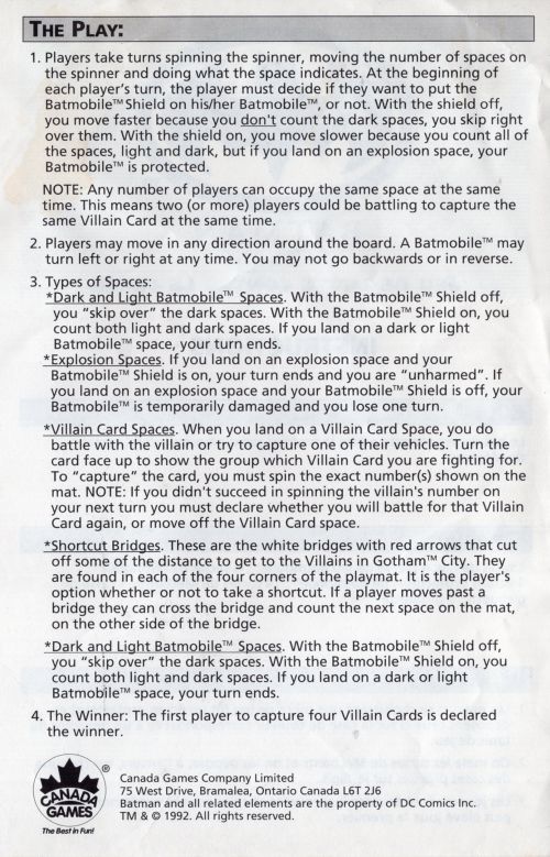 Batman Returns - Crime Wave Game Rules Page 2