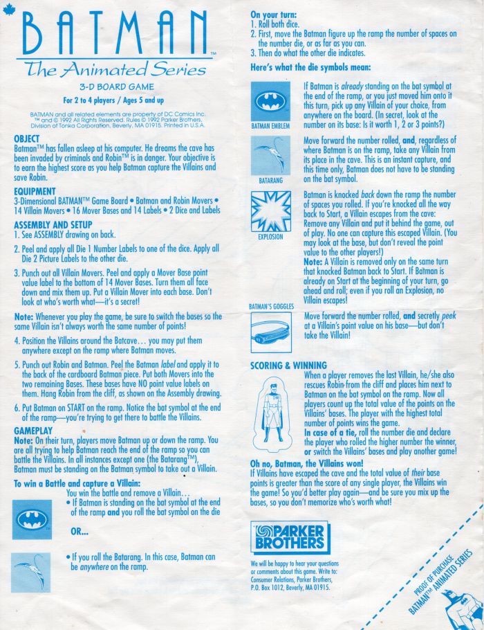 Batman - The Animated Series 3D Rules Page 1