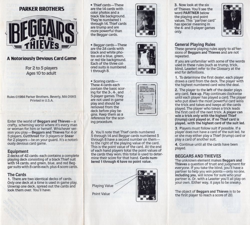 Beggars and Thieves Rules Page 1