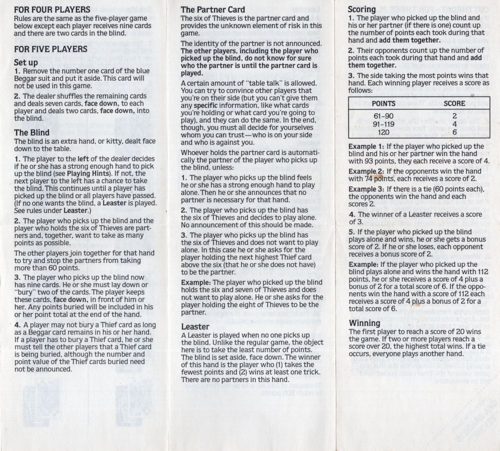 Beggars and Thieves Rules Page 2