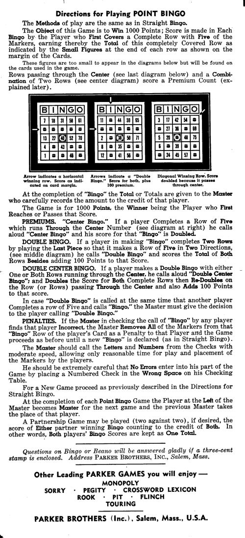 Bingo or Beano Rules Page 2