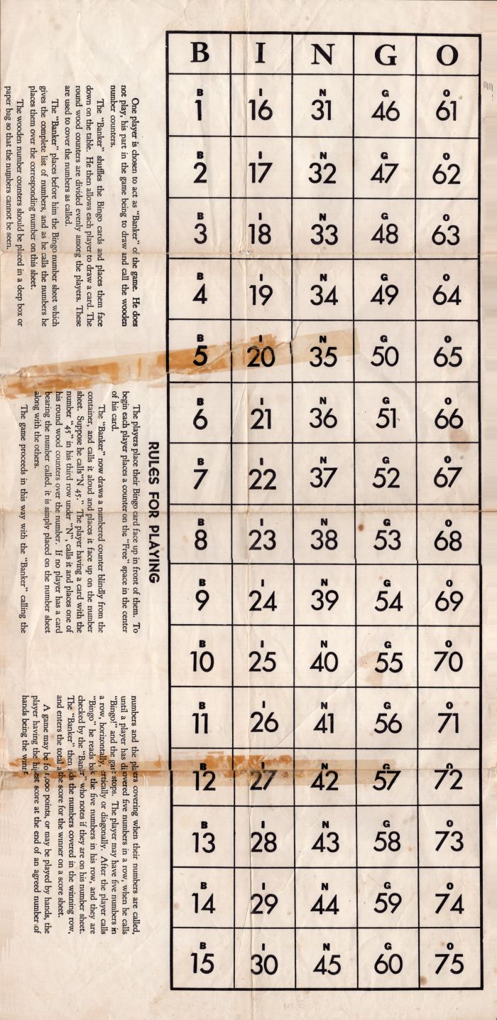 Bingo Rules Page 1