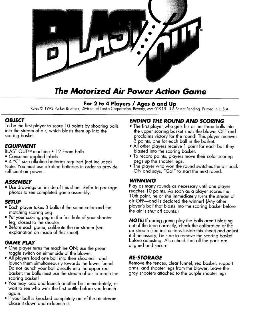 Blast Out Rules Page 1