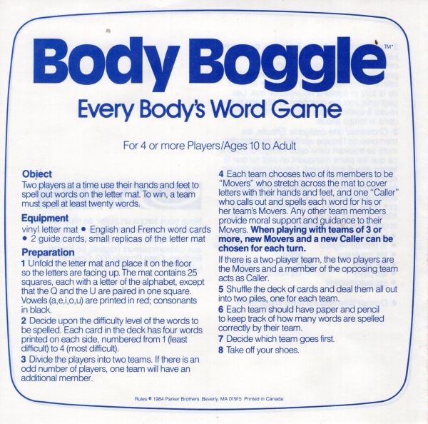 Body Boggle Rules Page 1