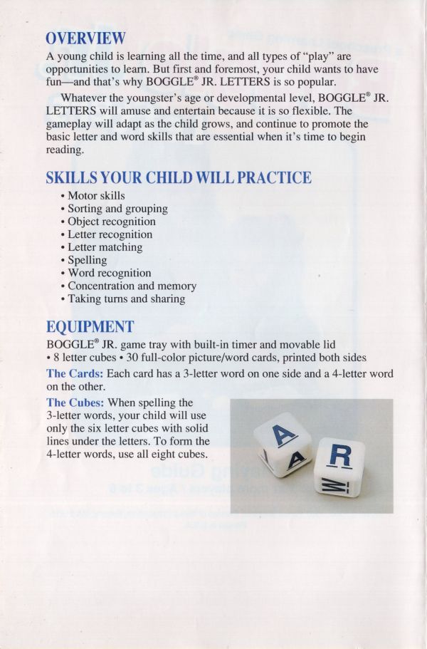 Boggle Jr. Letter Rules Page 2