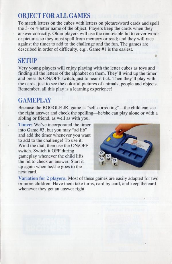 Boggle Jr. Letter Rules Page 3