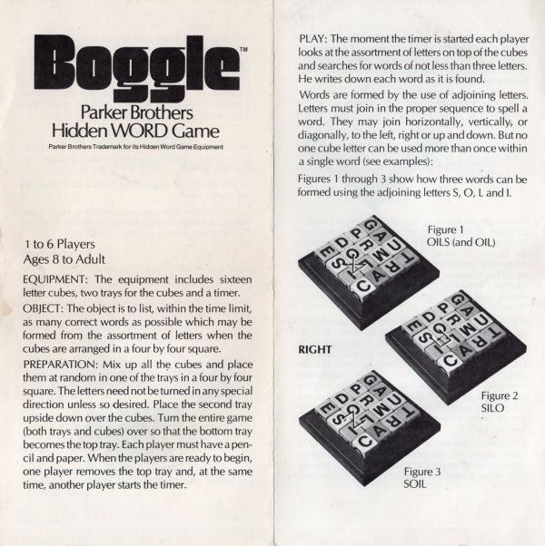 Boggle Rules Page 1