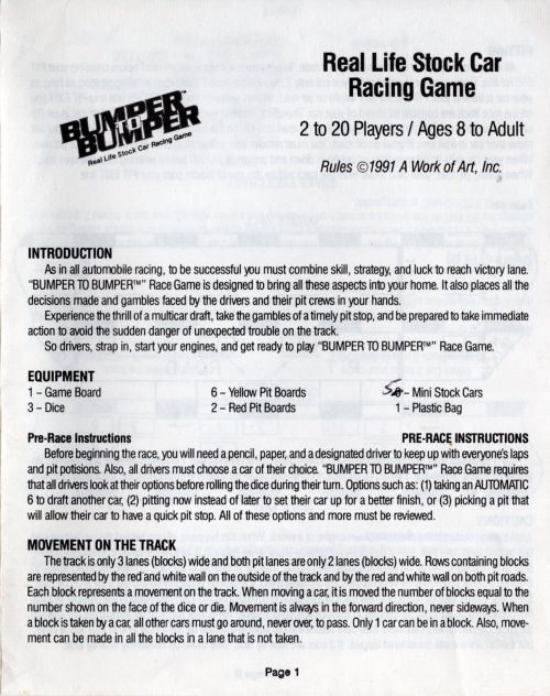Bumper to Bumper Rules Page 1