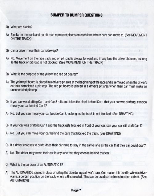 Bumper to Bumper Rules Page 7