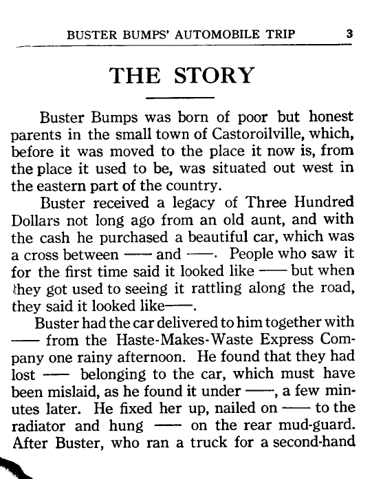 Buster Bumps Automobile Trip Rules Page 3
