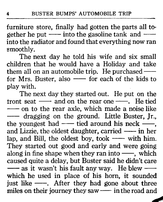 Buster Bumps Automobile Trip Rules Page 4