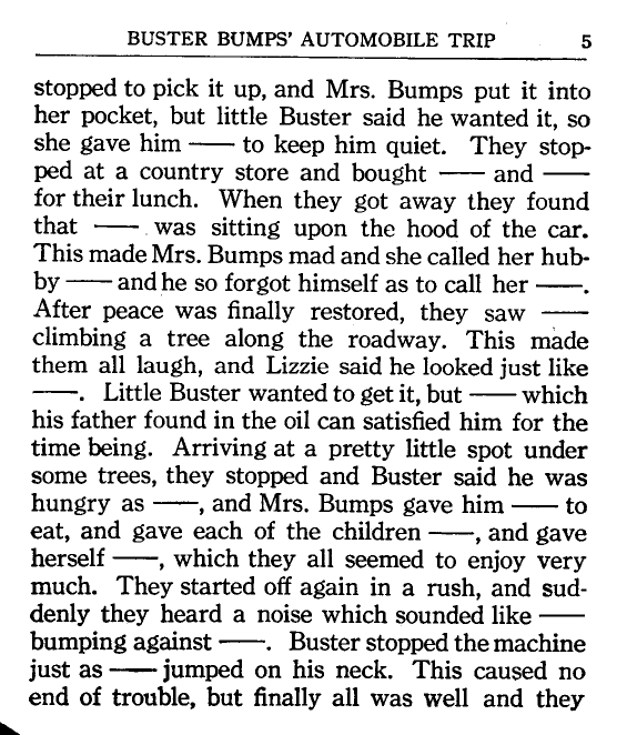 Buster Bumps Automobile Trip Rules Page 5
