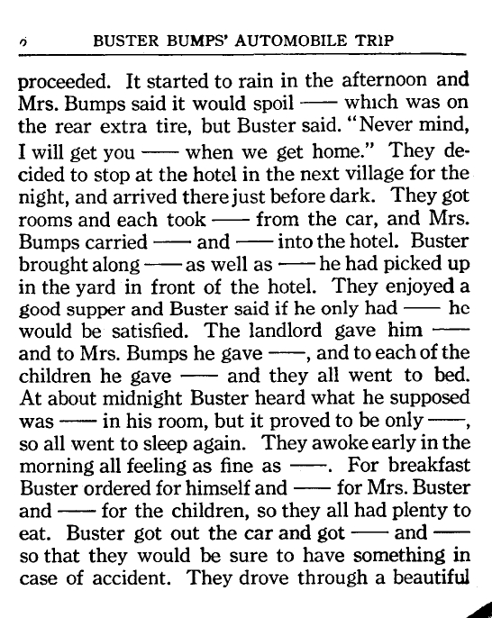 Buster Bumps Automobile Trip Rules Page 6